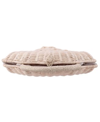 Rattan Shell Minaudiere Small Clutch Handbag