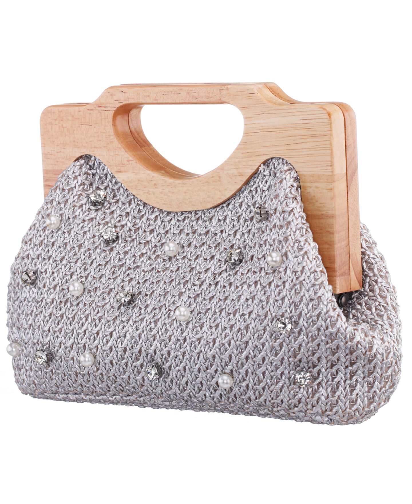 Женский клатч Nina Solei Straw Small Clutch Handbag, цвет: Серебряный — фото 3