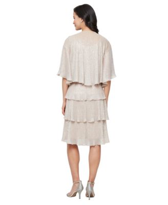 Petite Crewneck Embellished Tiered Jacket Dress