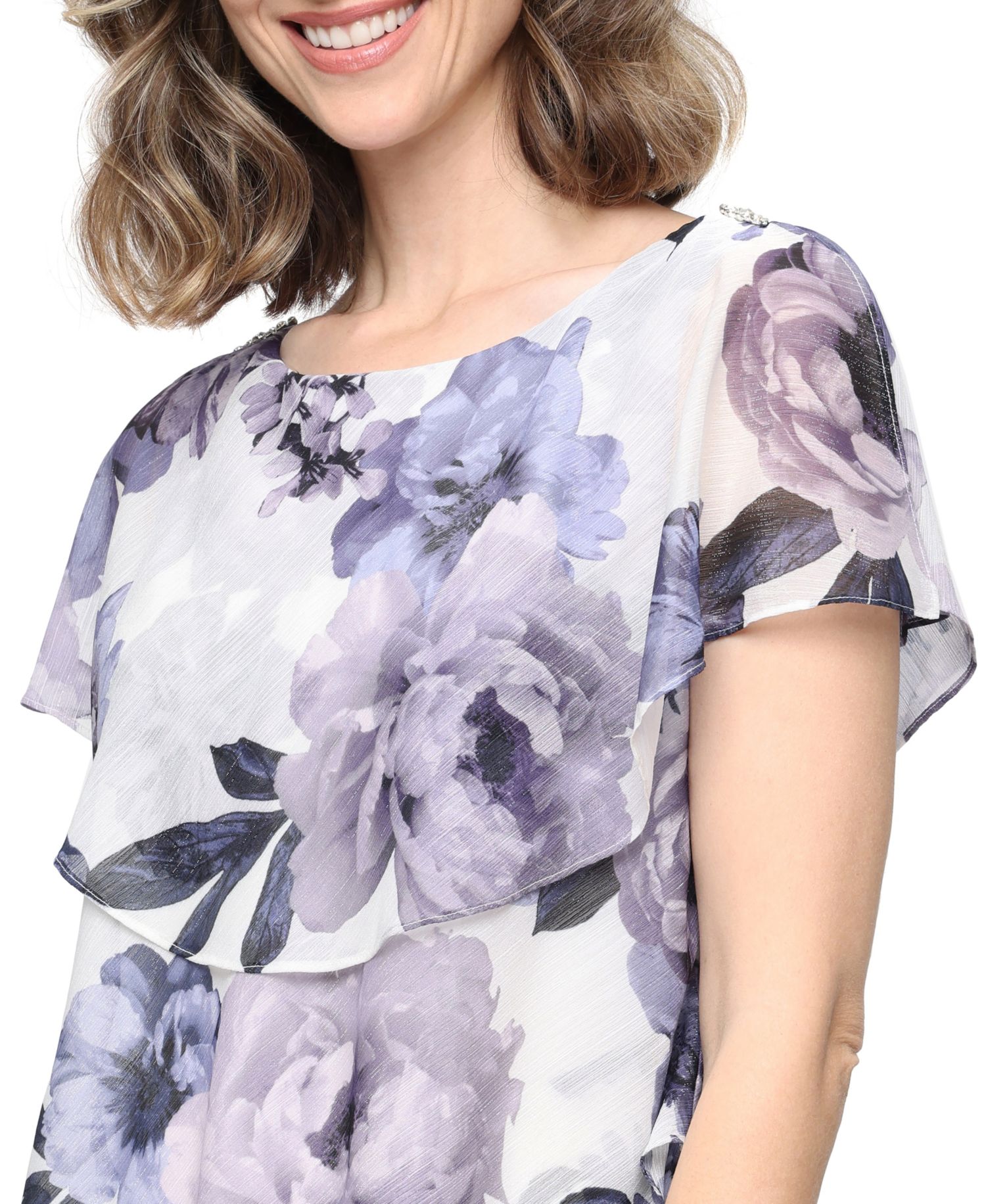 Petite Printed Tiered Midi Dress