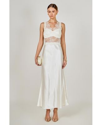 Women's Lace trim sleevesless midi dress