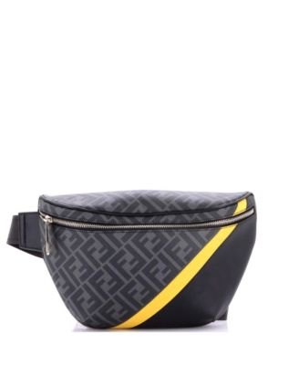 Zip Belt Bag Zucca Coated Canvas and Leather