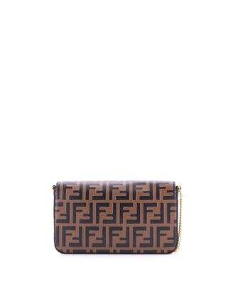 F is Fendi Envelope Clutch on Chain Zucca Embossed Leather
