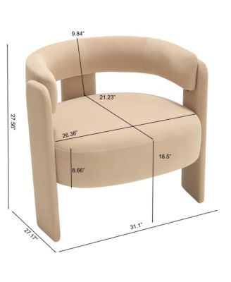 Velvet Accent Chair, Mid-Century Modern Armchair with Wooden Legs and Adjustable Foot Nails for Living Room, Home Office