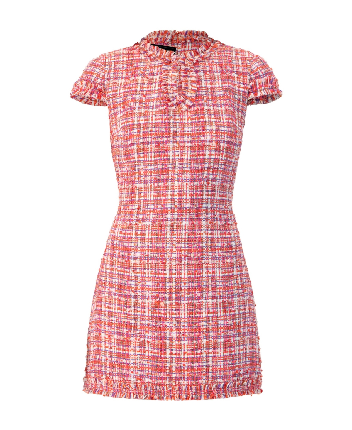 Ivonne Women's Short Tweed A-Line Dress with V-Neck Neckline