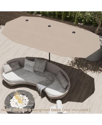 13 FT Large Patio Umbrella Outdoor Double-Sided Table Market Umbrella with Crank Handle-Coffee