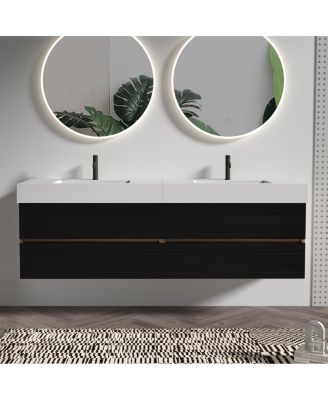 71.7" Floating Modern Double Sink Bathroom Vanity with Soft Close Drawers & Integrated Sinks for Large Bathrooms