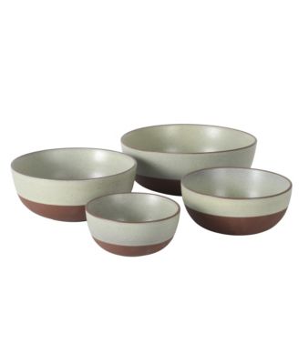 William Crest 4 Piece Nesting Serving Stoneware Reactive Bowl Set, 5”, 6.25”, 7.5”, 9”, Prep & Serving Bowls