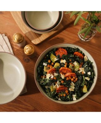 William Crest 4 Piece Nesting Serving Stoneware Reactive Bowl Set, 5”, 6.25”, 7.5”, 9”, Prep & Serving Bowls