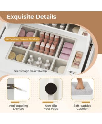 Space-Saving Vanity Desk with Mirror and Lights for Bedroom