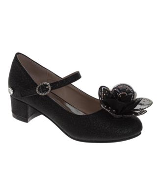 Little Girls Elegant Low Heel Dress Shoes with Floral Embellishment (Little Kid-Big Kid)
