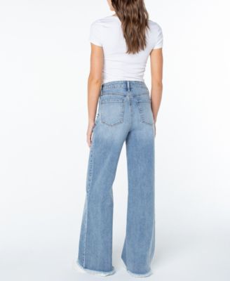 Women's Wide-Leg Fray-Hem Jeans
