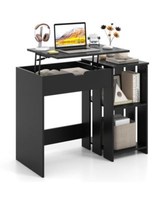 Space Saving Computer Desk with Hidden Compartment and Shelves