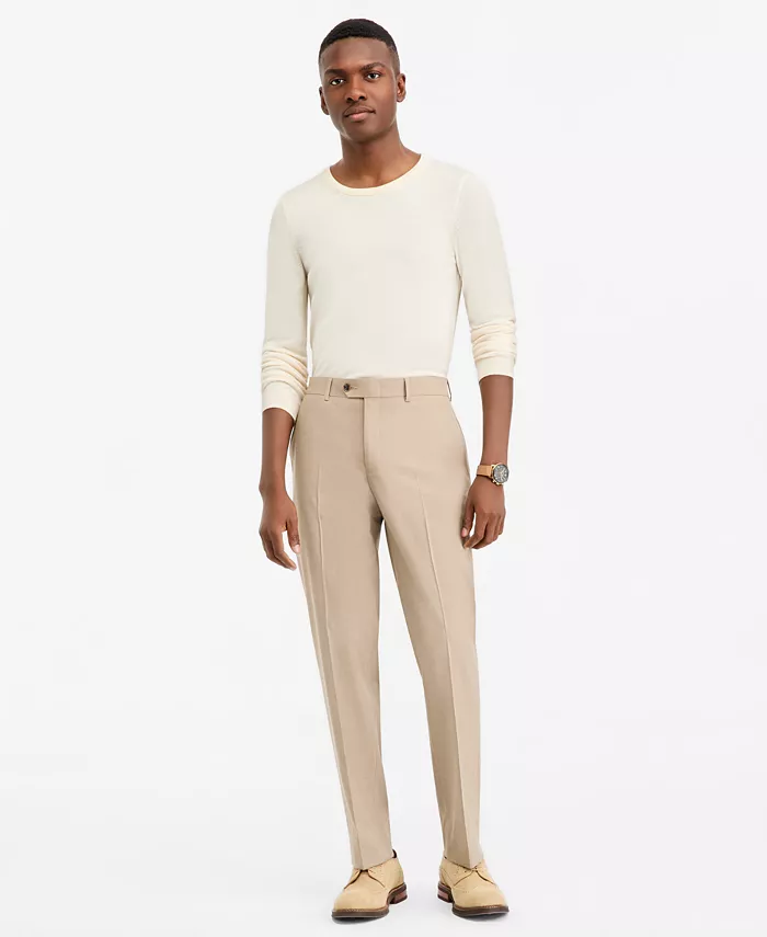 Men's Slim-Fit Tan Solid Suit Separates Pants
