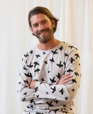 Men's Matching Family Two Piece Cotton Long Sleeve Loose Fit Pajamas