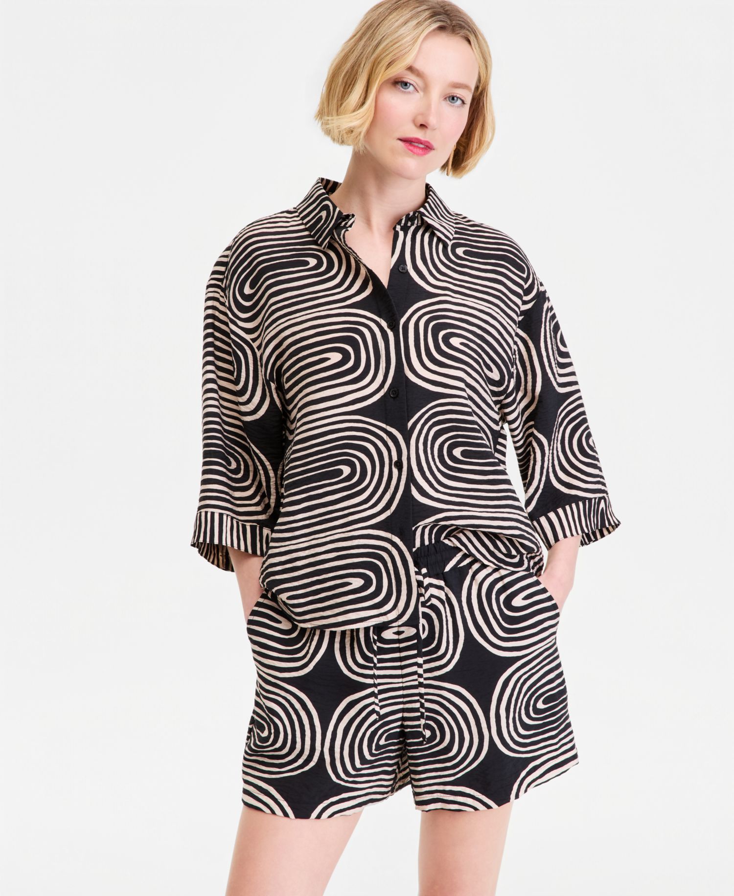 Women's Printed Drawstring-Waist Shorts