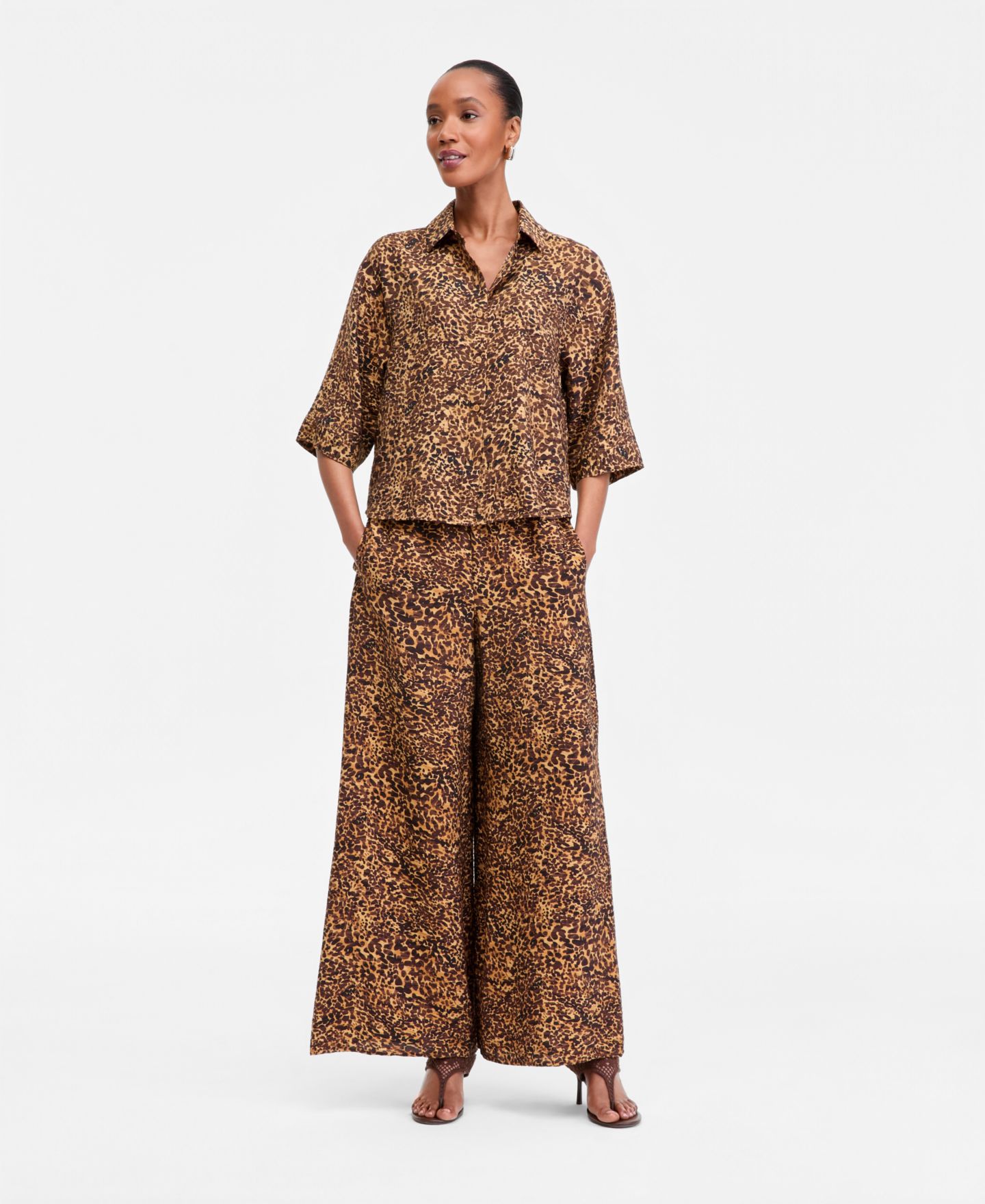 Женские брюки I.N.C. International Concepts Animal-Print High-Rise Wide-Leg, цвет: Анималистичный — фото 3