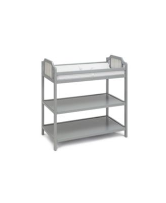 Modern Changing Table Graystone Finish with Two Shelves and 4 Side Safety Rails for Nursery
