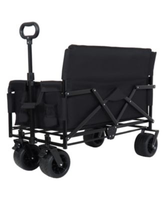Outdoor Storage 3-in-1 Collapsible Foldable Wagon Cart with Bench Seat & Storage Heavy Duty Utility Cart For Camping