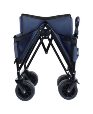 Outdoor Storage 3-in-1 Collapsible Foldable Wagon Cart with Bench Seat & Storage Heavy Duty Utility Cart For Camping