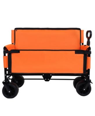 Outdoor Storage 3-in-1 Collapsible Foldable Wagon Cart with Bench Seat & Storage Heavy Duty Utility Cart For Camping