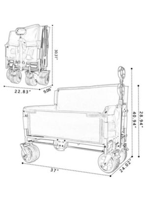 Outdoor Storage 3-in-1 Collapsible Foldable Wagon Cart with Bench Seat & Storage Heavy Duty Utility Cart For Camping