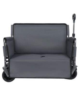 Outdoor Storage 3-in-1 Collapsible Foldable Wagon Cart with Bench Seat & Storage Heavy Duty Utility Cart For Camping