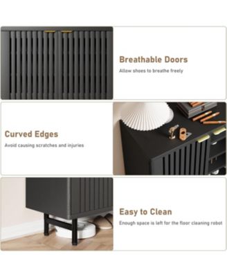 Slim 44" Tall 6-Tier Shoe Cabinet – Modern Entryway Organizer with Adjustable Shelves, Sturdy Doors, Freestanding Storage for Hallway