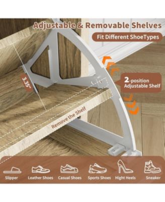 Rattan Shoe Cabinet with 4 Flip Drawers, Hidden Wood Shoe Storage Organizer Cabinet, Wide Freestanding Breathable Shoe Rack Cabinet