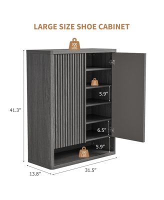 31.5 Inch Shoe Cabinet, Large Shoe Storage Cabinet with Adjustable Shelves, Wooden Shoe Organizer with Fluted Door Holds 25–30 Pairs