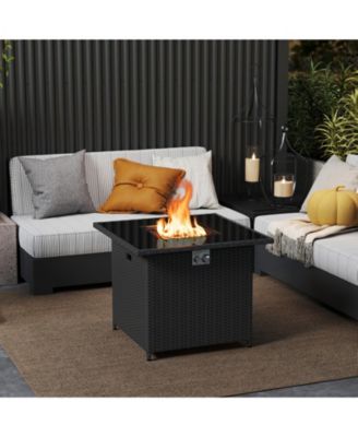 32.5 in Propane Fire Pit Table with Tempered Glass Top