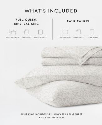 Long Staple 300-Thread Count Cotton Pattern 4-Pc. Sheet Set, California King