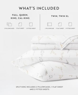 Long Staple 300-Thread Count Cotton Pattern 4-Pc. Sheet Set, California King