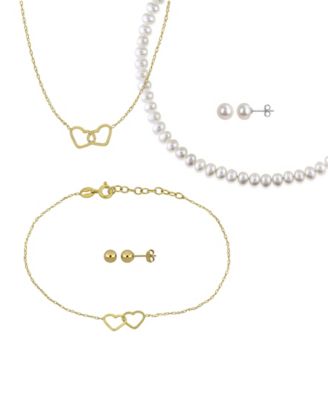 5-Piece Jewelry Gift Set in 18k Flash Plated Sterling Silver and Gold Over Silver