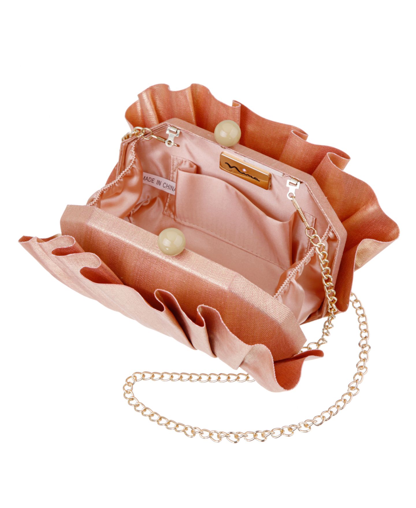 Женский клатч Nina Reef Shell Minaudiere Small Clutch Handbag, цвет: Светлый коралловый — фото 4