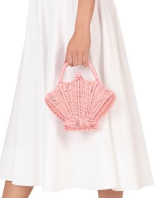 Rattan Shell Minaudiere Small Clutch Handbag