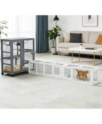 Zeus and Ruta Versatile Cat Tunnel With Cage For Indoor Outdoor Play and Catio Enclosure