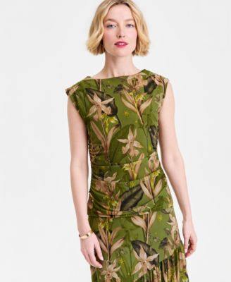 Women's Printed Mesh Sleeveless Top
