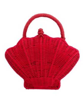 Rattan Shell Minaudiere Small Clutch Handbag