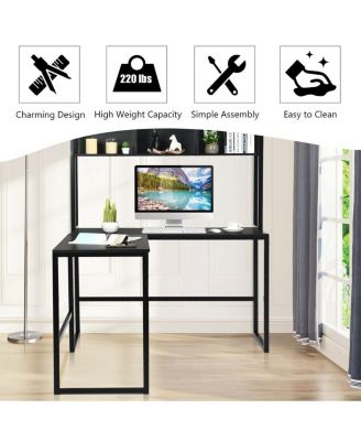 Reversible L Shaped Corner Desk with Storage Bookshelf