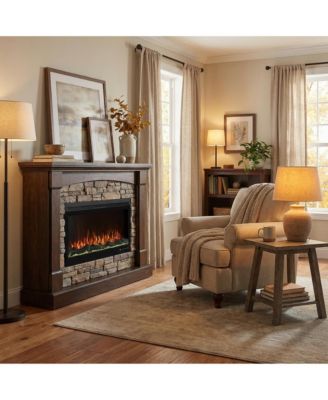 42" Linear Recessed-in Electric Fireplace with Remote Control, Adjustable Heat and Timer