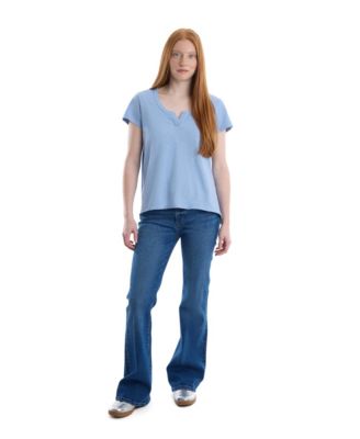 Women's Women''s Short Sleeve Placket Hi-Lo Tee