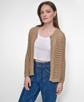 Petite Open-Stitch Cardigan Sweater