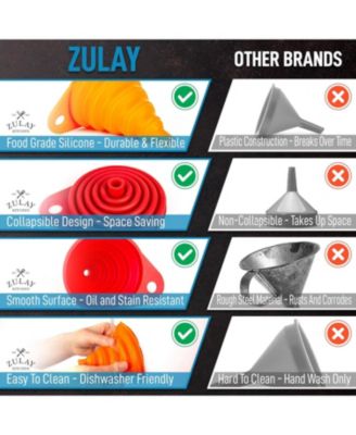 Silicone Space Saving Collapsible Funnel Set with Narrow Mouth