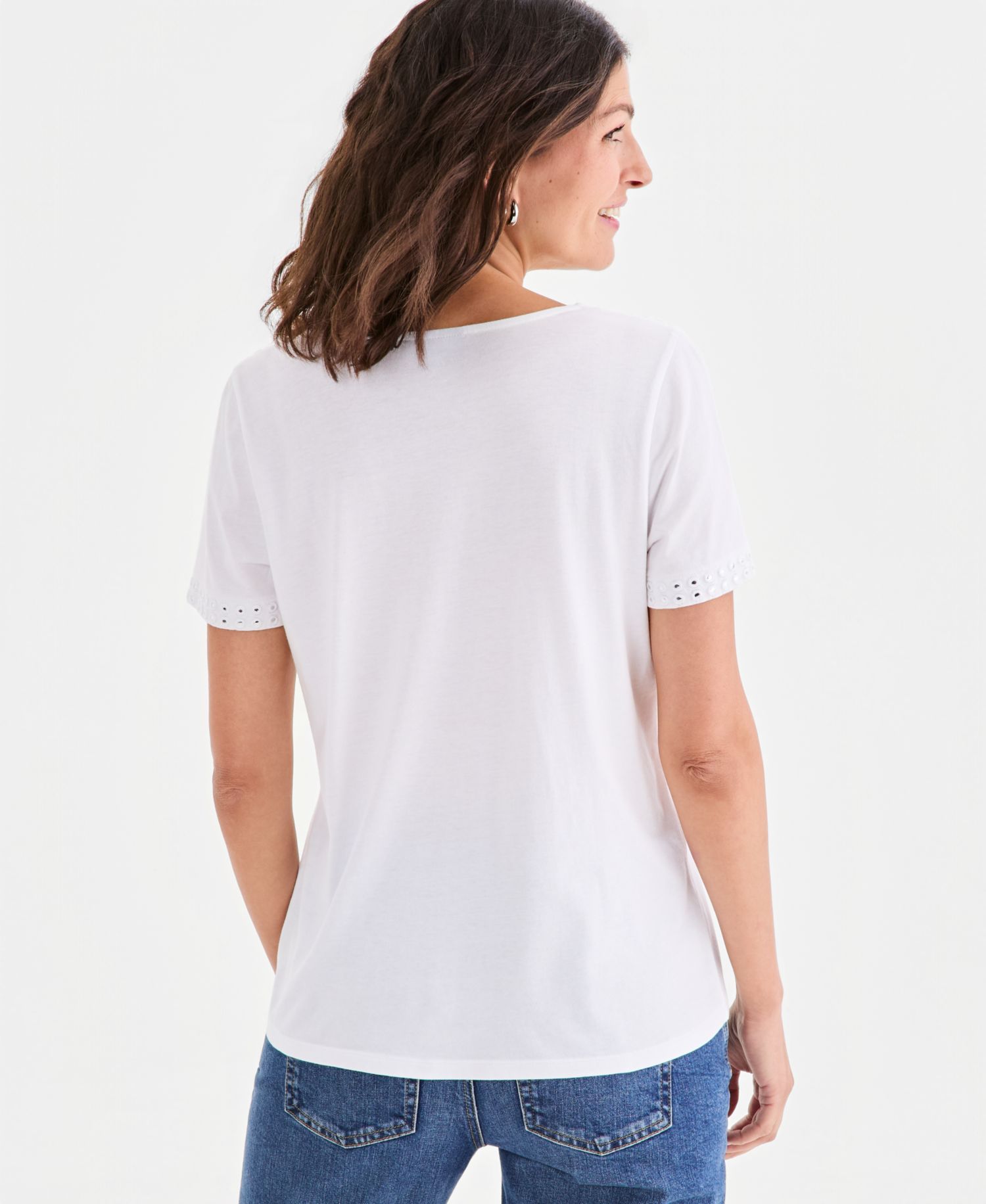 Plus Size Mirror-Trim Scoop-Neck Top