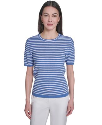 Women's Short-Sleeve Striped Sweater
