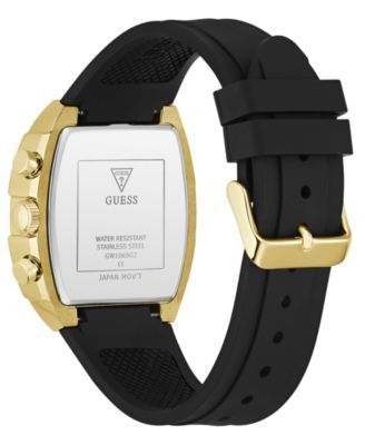 Men's Crystal Gold-Tone Stainless Steel Black Silicone Multi-Function Watch, 41mm