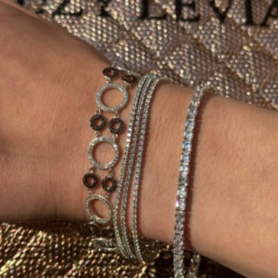 Sterling Silver Cubic Zirconia Three Strand Tennis Bracelet