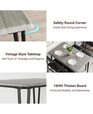 5-Piece Dining Table Set with Upholstered Chairs, Space-Saving Kitchen Table for Small Spaces