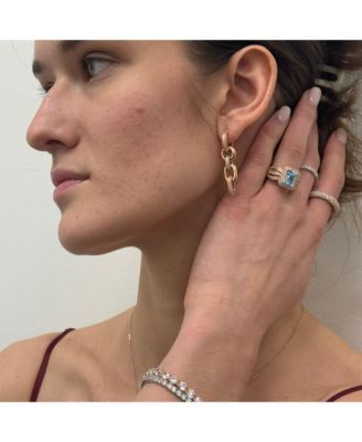 Suzy Levian Sterling Emerald Cut Center Topaz Cocktail Ring